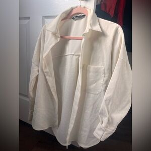 Zara Off-White Casual Button Down Shirt